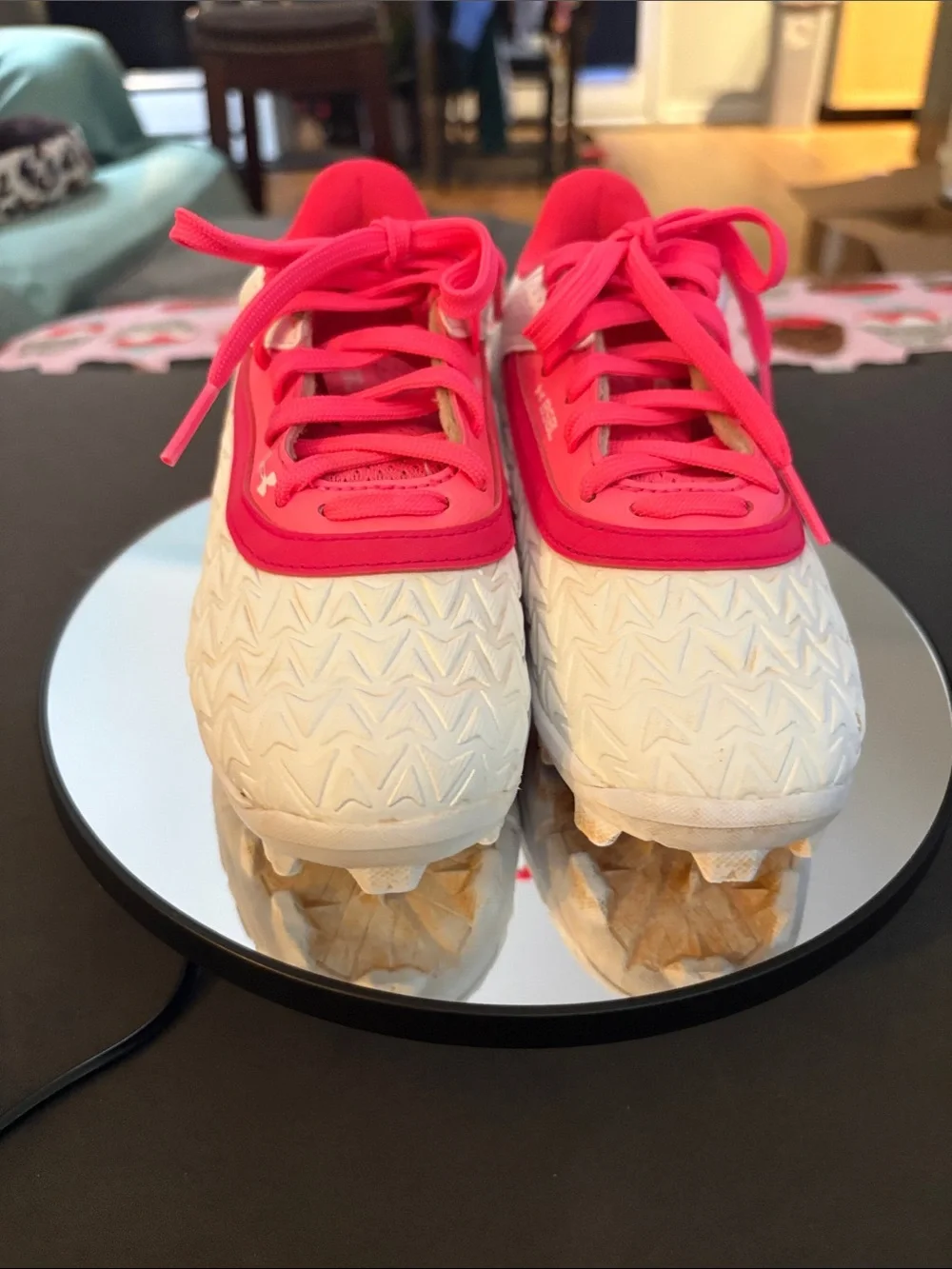 Under Armour Kids White and Hot Pink Athletic Sneakers